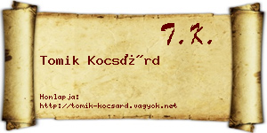 Tomik Kocsárd névjegykártya